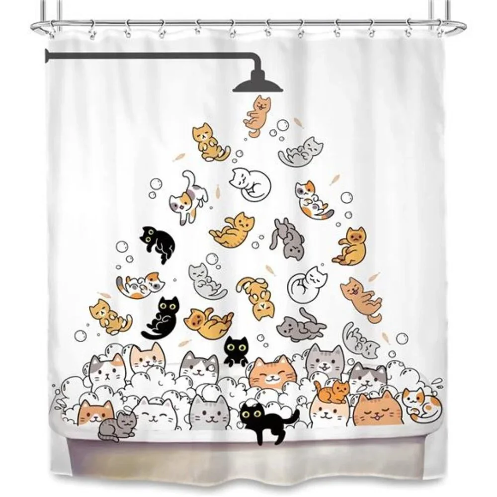 Cat Shower Curtain for Kids Cute Shower Curtains Funny Cat Lover
